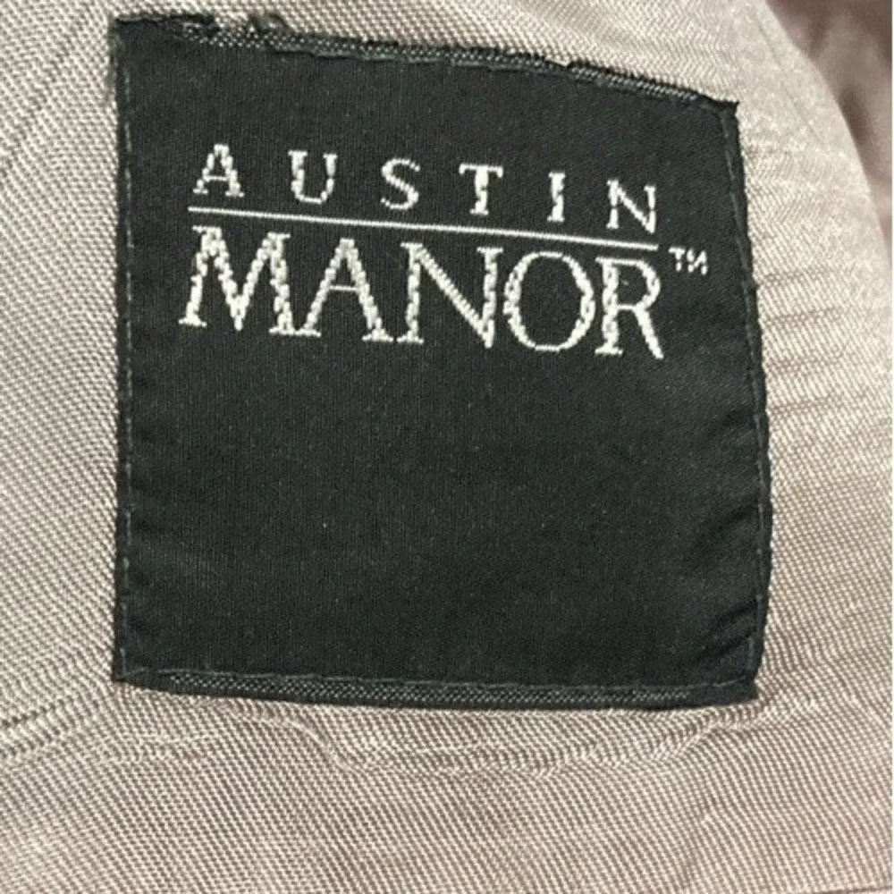 Austin Manor Wool Sport Coat 42S Gray Herringbone Elbow Patch Blazer